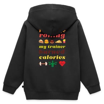 J’aimerais que mon entraîneur brûle des calories - Sweat Premium à capuche zippé enfant bio - noir - Dos - AI Model Kid Male (0cm)