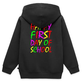Happy First day of school - Kids Premium Organic Zip-up Hoodie - black - Back - AI Model Kid Male (0cm)