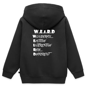 Weird - Kinder Premium Organic Zip Hoodie - Schwarz - Hinten - AI Model Kid Male (0cm)