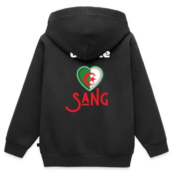 wir haben Blut Algerien - Kinder Premium Organic Zip Hoodie - Schwarz - Hinten - AI Model Kid Male (0cm)