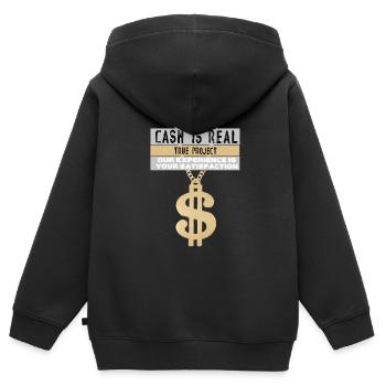 Dollar Or - Sweat Premium à capuche zippé enfant bio - noir - Dos - AI Model Kid Male (0cm)