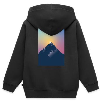 Montagne au coucher du soleil - Sweat Premium à capuche zippé enfant bio - noir - Dos - AI Model Kid Male (0cm)
