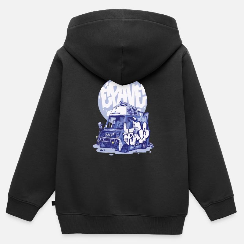 epave01 - Sweat Premium à capuche zippé enfant bio - noir