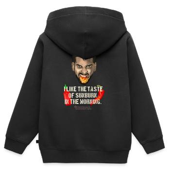 Chili T-Shirt Disant Coup de Soleil - Sweat Premium à capuche zippé enfant bio - noir - Dos - AI Model Kid Male (0cm)
