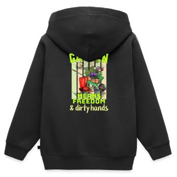 Garten bedeutet Freiheit und schmutzige Hände FUN - Kinder Premium Organic Zip Hoodie - Schwarz - Hinten - AI Model Kid Male (0cm)