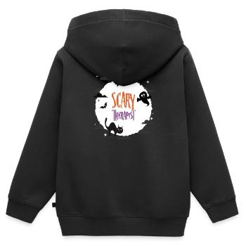 Gruseliger Therapeut - Kinder Premium Organic Zip Hoodie - Schwarz - Hinten - AI Model Kid Male (0cm)
