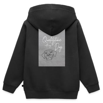 Qualitytime Dog - Kinder Premium Organic Zip Hoodie - Schwarz - Hinten - AI Model Kid Male (0cm)