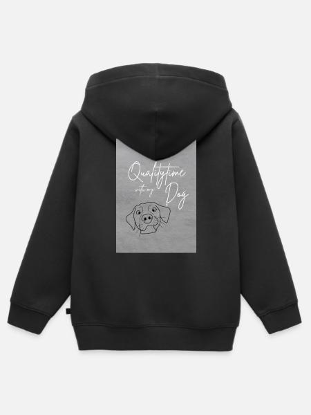 Qualitytime Dog - Kinder Premium Organic Zip Hoodie - Schwarz