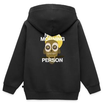 Pas une personne du matin - Sweat Premium à capuche zippé enfant bio - noir - Dos - AI Model Kid Male (0cm)