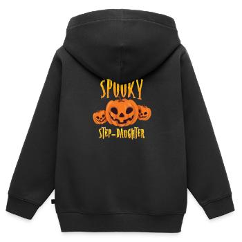 Spooky Step Tochter - Kinder Premium Organic Zip Hoodie - Schwarz - Hinten - AI Model Kid Male (0cm)