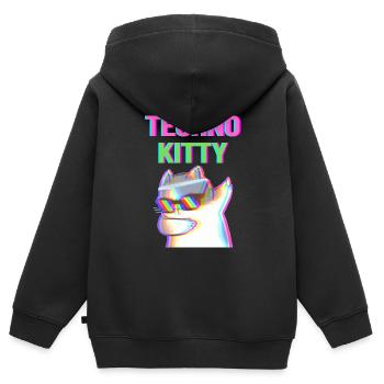 Techno Kitty - Kinder Premium Organic Zip Hoodie - Schwarz - Hinten - AI Model Kid Male (0cm)
