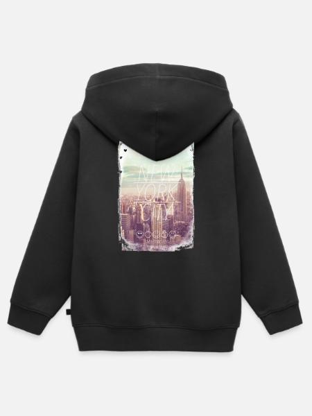 SmileyWorld New York City Skyline - Premium børne zip-hættetrøje økologisk - sort