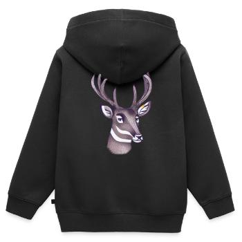 Hirschkopf im Herbst Hirsch Geweih Bock Reh Kitz 7 - Kinder Premium Organic Zip Hoodie - Schwarz - Hinten - AI Model Kid Male (0cm)