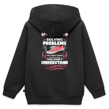 Schuster Arbeit Handwerker Arbeiten - Kinder Premium Organic Zip Hoodie - Schwarz - Hinten - AI Model Kid Male (0cm)