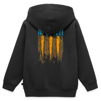 Möhren - Kinder Premium Organic Zip Hoodie - Schwarz - Hinten - AI Model Kid Male (0cm)