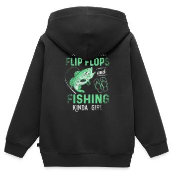 Ich bin ein Flip Flop und Fischer Mädchen - Kinder Premium Organic Zip Hoodie - Schwarz - Hinten - AI Model Kid Male (0cm)