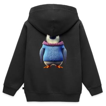 Pinguin - Kinder Premium Organic Zip Hoodie - Schwarz - Hinten - AI Model Kid Male (0cm)