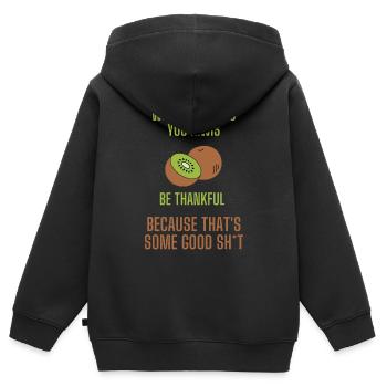 When life gives you kiwis lustiger Früchte Spruch - Kinder Premium Organic Zip Hoodie - Schwarz - Hinten - AI Model Kid Male (0cm)
