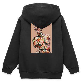 Vénus avec fond - Sweat Premium à capuche zippé enfant bio - noir - Dos - AI Model Kid Male (0cm)
