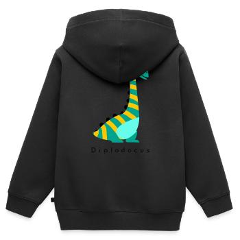 Diplodocus - Kinder Premium Organic Zip Hoodie - Schwarz - Hinten - AI Model Kid Male (0cm)