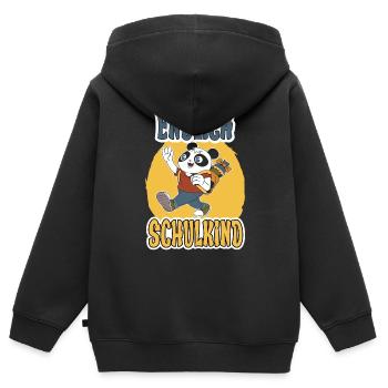 Endlich Schulkind lustiges Design zur Einschulung - Kinder Premium Organic Zip Hoodie - Schwarz - Hinten - AI Model Kid Male (0cm)