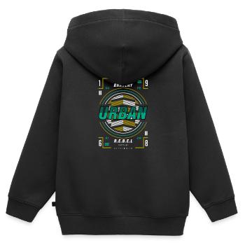 Tapferkeit und Rebellion - Kinder Premium Organic Zip Hoodie - Schwarz - Hinten - AI Model Kid Male (0cm)