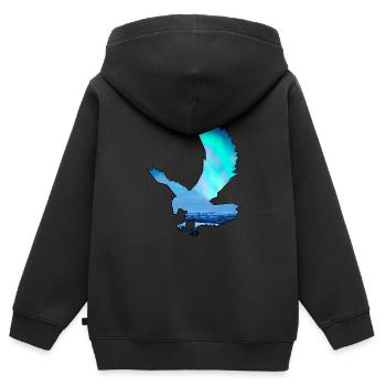 Aurores boréales dans le contour de l’aigle - Sweat Premium à capuche zippé enfant bio - noir - Dos - AI Model Kid Male (0cm)