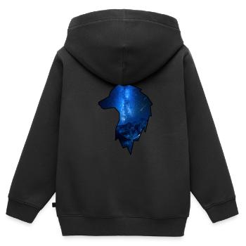 Milchstraße in der schwarzen Kontur des Wolfes - Kinder Premium Organic Zip Hoodie - Schwarz - Hinten - AI Model Kid Male (0cm)