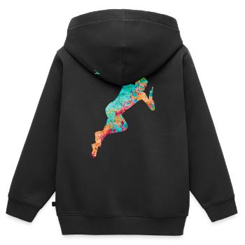 Jogging und Laufen - Kinder Premium Organic Zip Hoodie - Schwarz - Hinten - AI Model Kid Male (0cm)