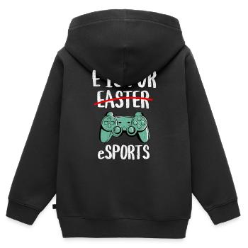 E steht für eSports - Lustige Ostern - Kinder Premium Organic Zip Hoodie - Schwarz - Hinten - AI Model Kid Male (0cm)