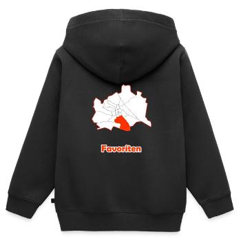 Bezirke Favoriten Karte mit Wien Stadtkarte - Kinder Premium Organic Zip Hoodie - Schwarz - Hinten - AI Model Kid Male (0cm)