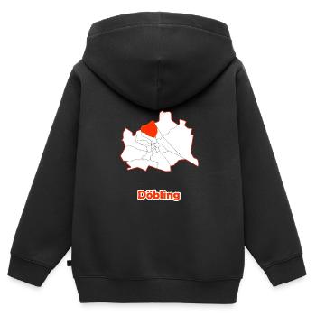 Bezirke Döbling Karte mit Wien Stadtkarte - Kinder Premium Organic Zip Hoodie - Schwarz - Hinten - AI Model Kid Male (0cm)