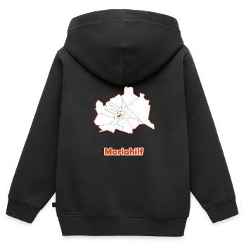 Bezirke Mariahilf Karte mit Wien Stadtkarte - Kinder Premium Organic Zip Hoodie - Schwarz - Hinten - AI Model Kid Male (0cm)