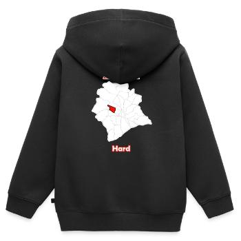 Bezirke Hard Karte mit Zürich Stadtkarte - Kinder Premium Organic Zip Hoodie - Schwarz - Hinten - AI Model Kid Male (0cm)