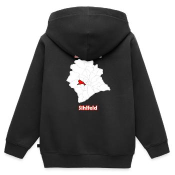 Bezirke Sihlfeld Karte mit Zürich Stadtkarte - Kinder Premium Organic Zip Hoodie - Schwarz - Hinten - AI Model Kid Male (0cm)
