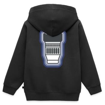 Objectif de caméra - Sweat Premium à capuche zippé enfant bio - noir - Dos - AI Model Kid Male (0cm)