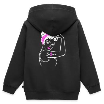 Believe | Breast cancer awareness - Kinder Premium Organic Zip Hoodie - Schwarz - Hinten - AI Model Kid Male (0cm)