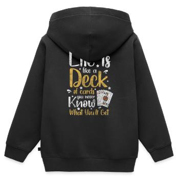 Kartenspiel Ass Vegas - Kinder Premium Organic Zip Hoodie - Schwarz - Hinten - AI Model Kid Male (0cm)