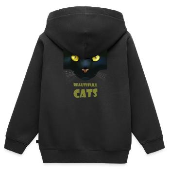 Schöne Katzen - Kinder Premium Organic Zip Hoodie - Schwarz - Hinten - AI Model Kid Male (0cm)