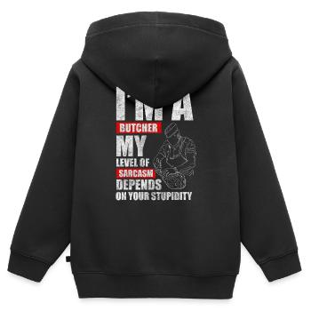 Schlachter Steak Schlachthof - Kinder Premium Organic Zip Hoodie - Schwarz - Hinten - AI Model Kid Male (0cm)
