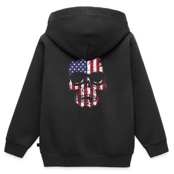 US Flaggen Schädel mit Sonnenbrille - Kinder Premium Organic Zip Hoodie - Schwarz - Hinten - AI Model Kid Male (0cm)