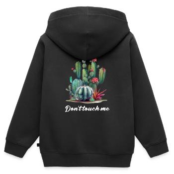 S il te plait, ne me touche pas - Sweat Premium à capuche zippé enfant bio - noir - Dos - AI Model Kid Male (0cm)