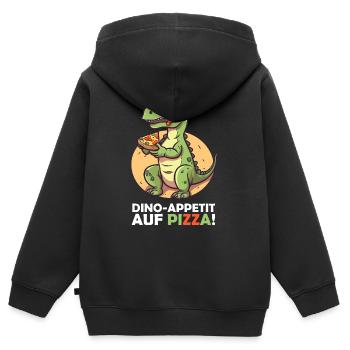 Dinosaurier mit Pizza - Kinder Premium Organic Zip Hoodie - Schwarz - Hinten - AI Model Kid Male (0cm)