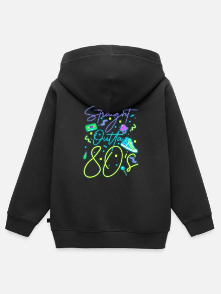 Jaren 80 neonreclame - Kinder Premium zip hoodie biologisch - zwart