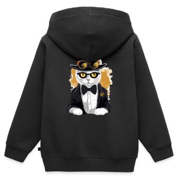 Micky le chat chic - Sweat Premium à capuche zippé enfant bio - noir - Dos - AI Model Kid Male (0cm)
