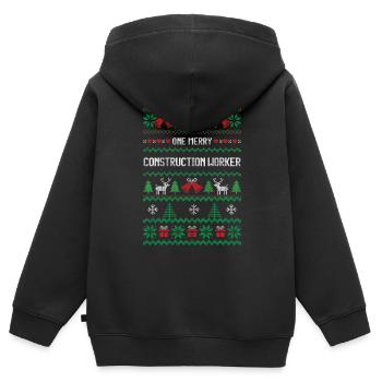 Ein fröhlicher Bauarbeiter - Kinder Premium Organic Zip Hoodie - Schwarz - Hinten - AI Model Kid Male (0cm)