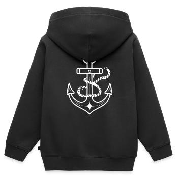 Anker Boot Schiff Nautik - Kinder Premium Organic Zip Hoodie - Schwarz - Hinten - AI Model Kid Male (0cm)