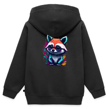 Raton laveur 1 - Sweat Premium à capuche zippé enfant bio - noir - Dos - AI Model Kid Male (0cm)