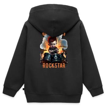Né pour être une rock star 2 - Sweat Premium à capuche zippé enfant bio - noir - Dos - AI Model Kid Male (0cm)