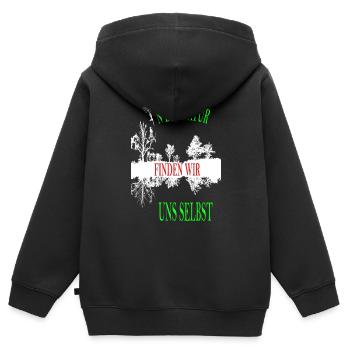 In der Natur finden wir uns selbst! - Kinder Premium Organic Zip Hoodie - Schwarz - Hinten - AI Model Kid Male (0cm)